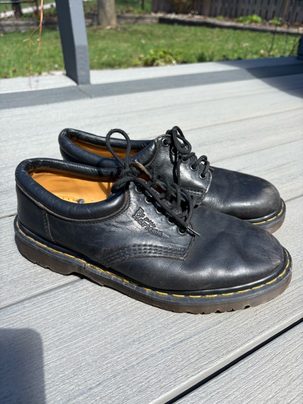 Dr. Martens Black Leather loafer with Yellow Stitching